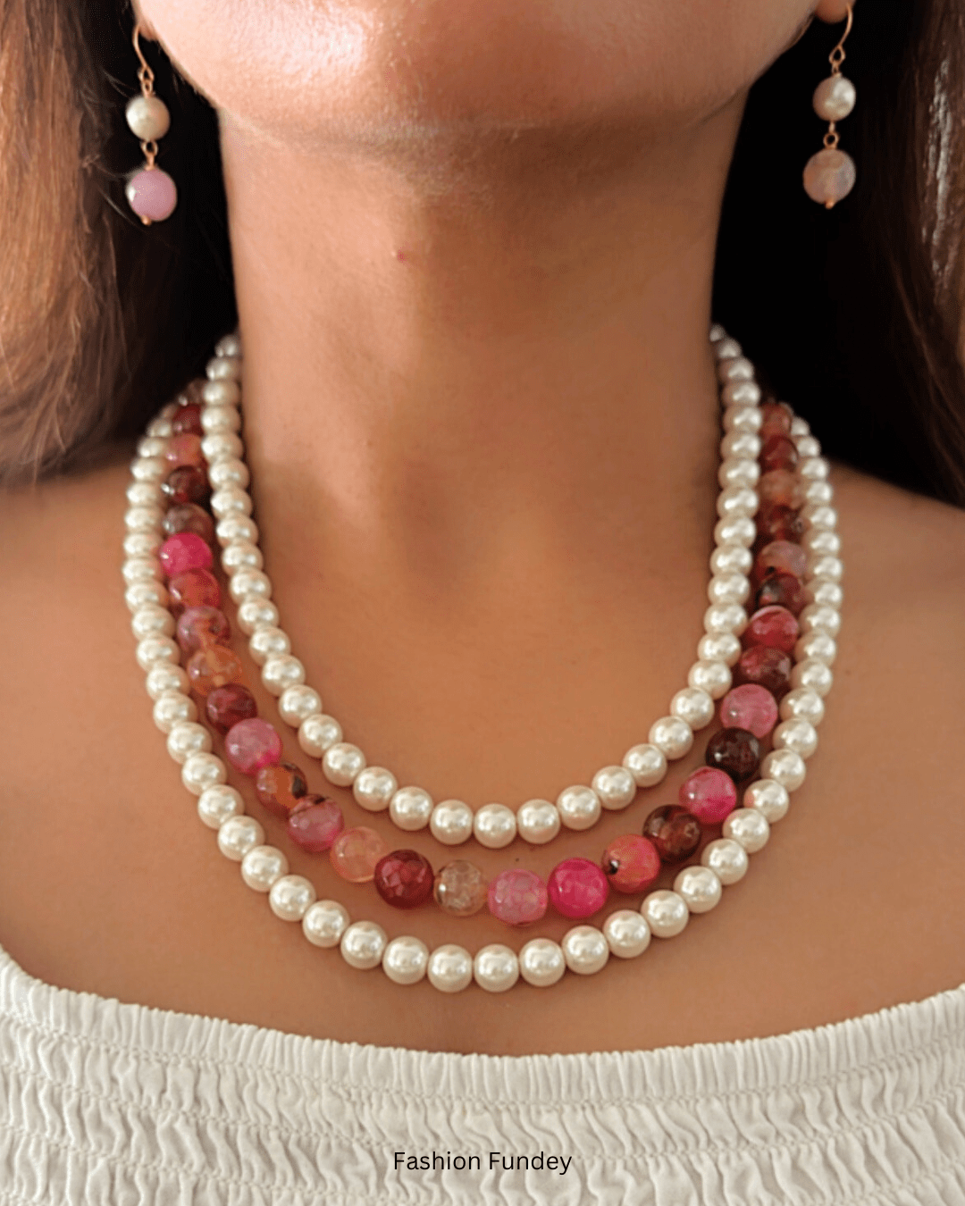Pink Orange Lila Layered Mala