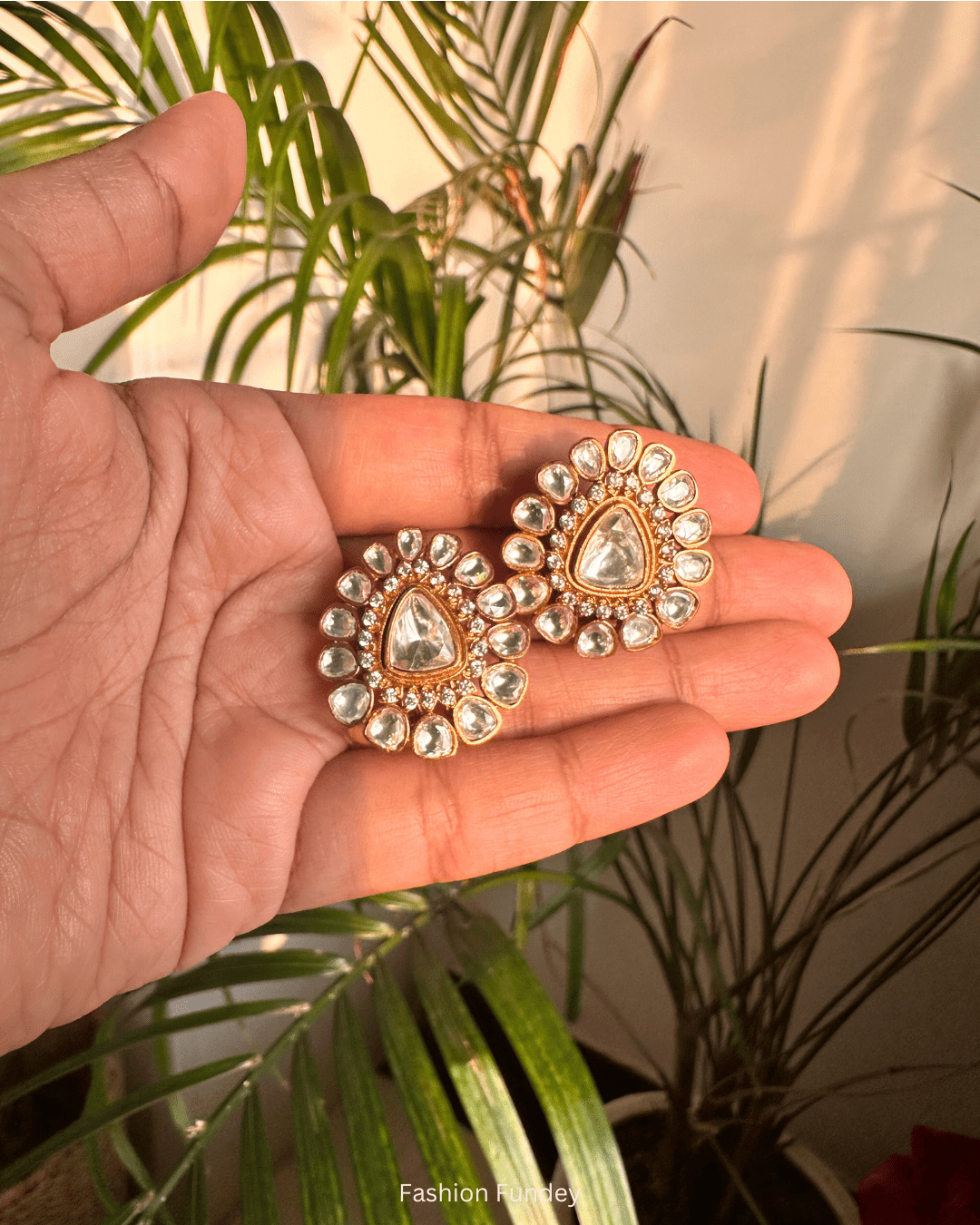 Kavya Moissanite Polki Studs