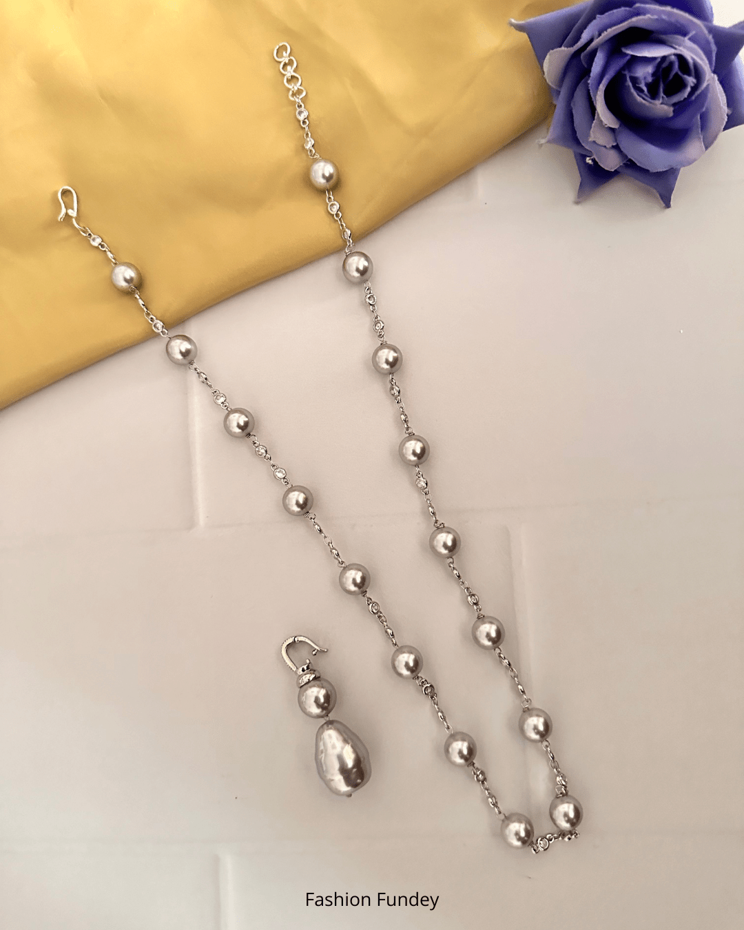Grey Matsya Detachable Pearl Mala