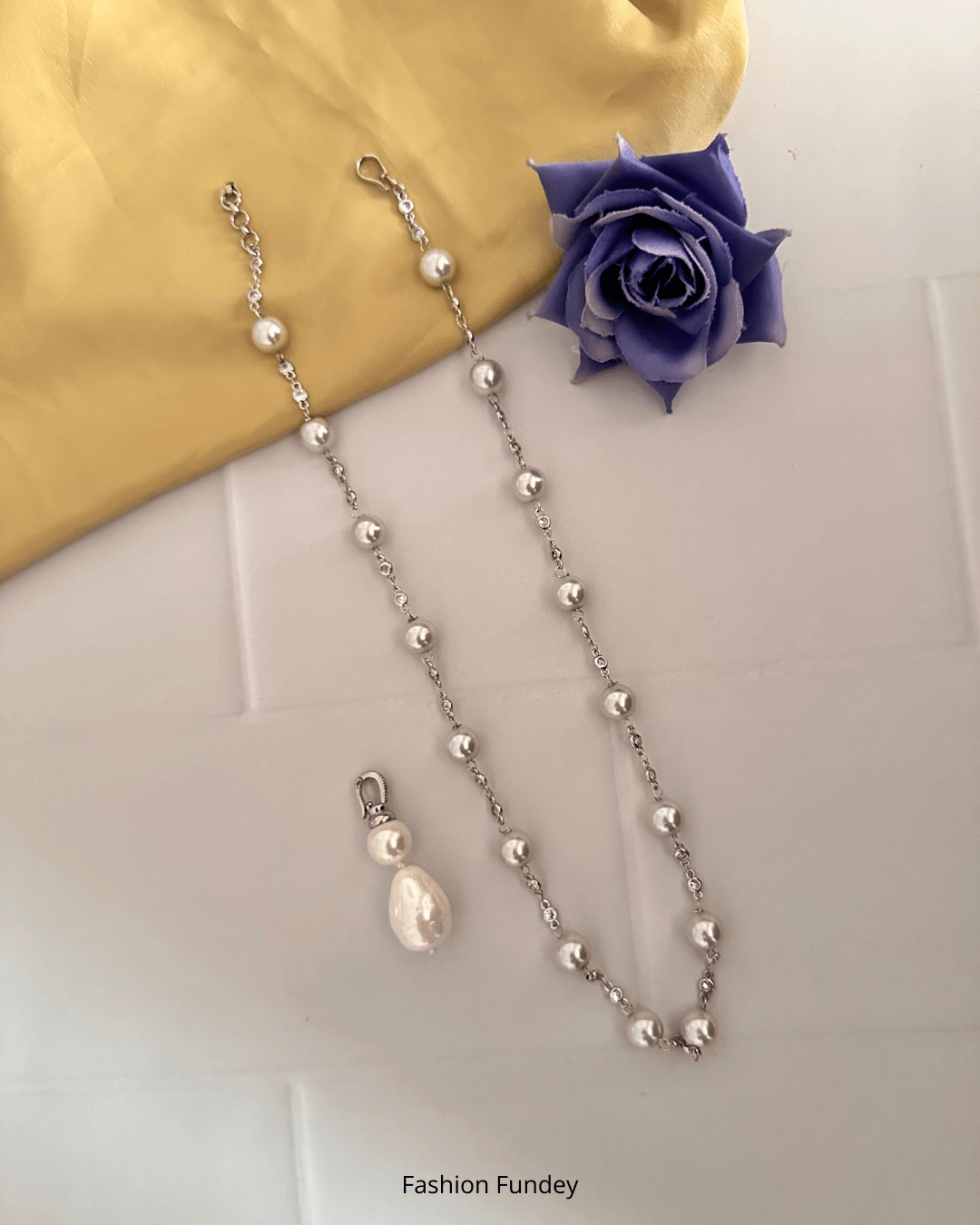 White Matsya Detachable Pearl Mala