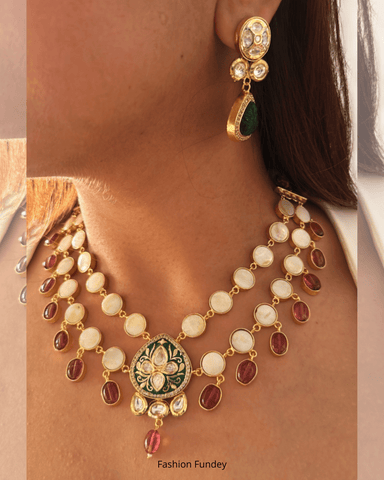 Red Green Baroque Pearl Necklace