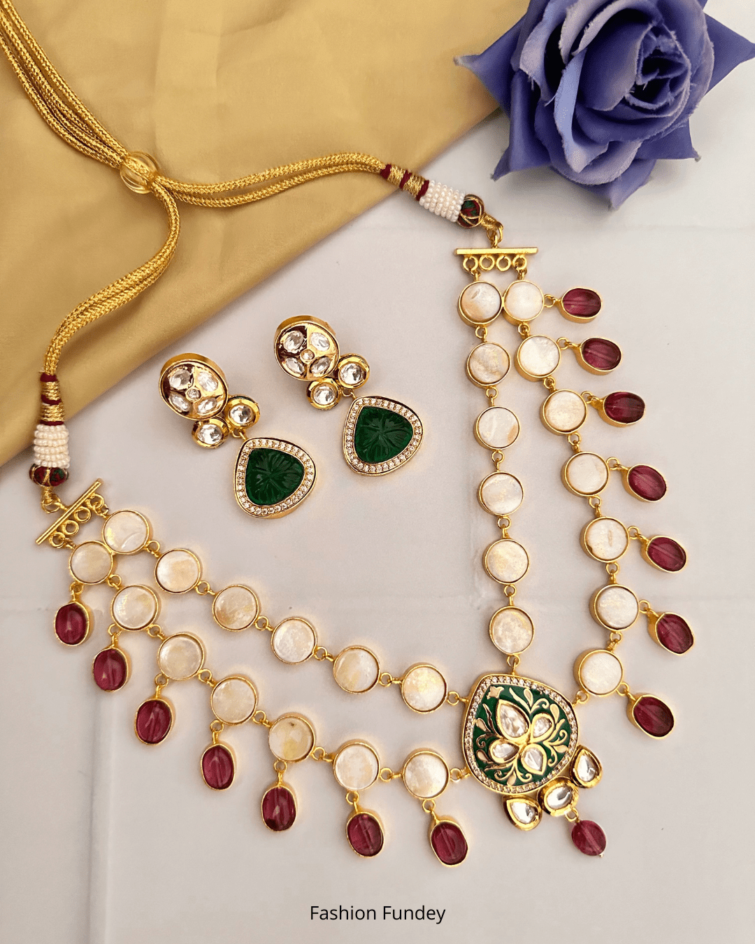 Red Green Baroque Pearl Necklace