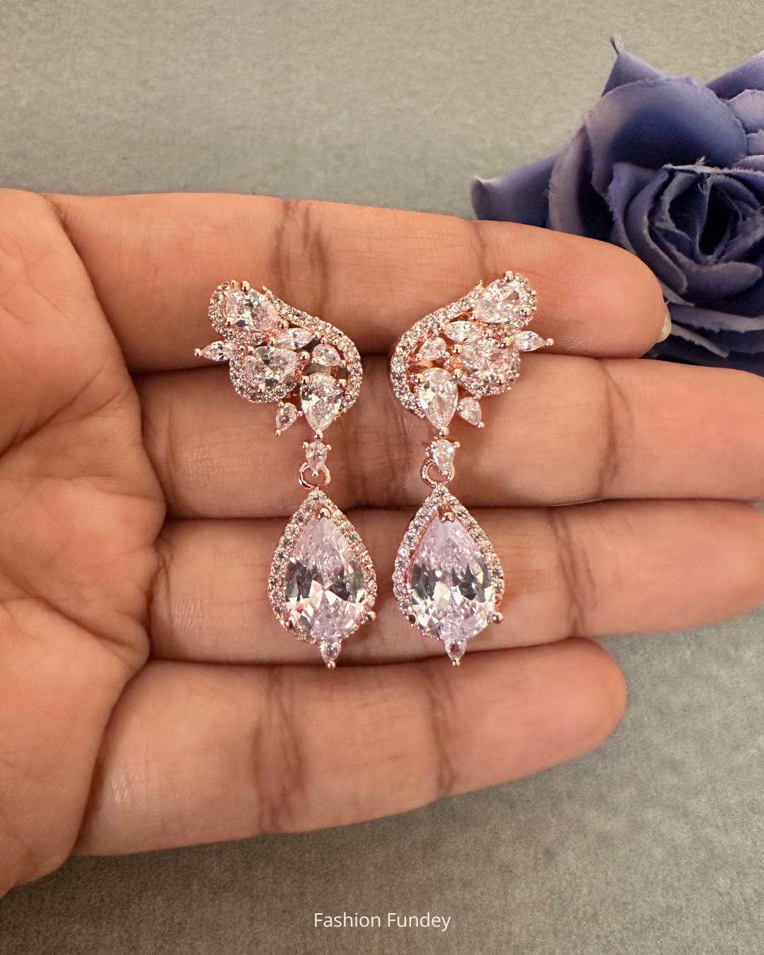 Rose Gold Cara Zirconia Danglers