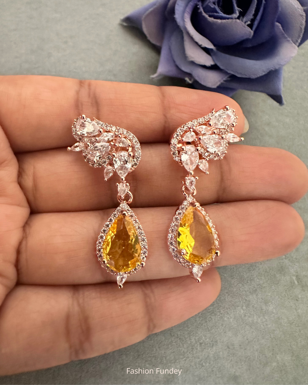 Yellow Cara Zirconia Danglers