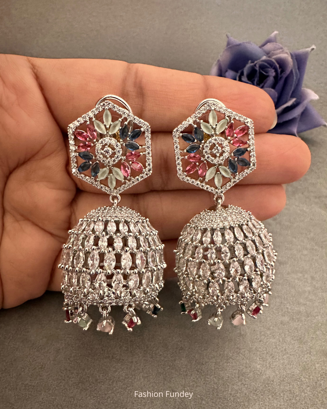 Multi Anna Zirconia Jhumkis