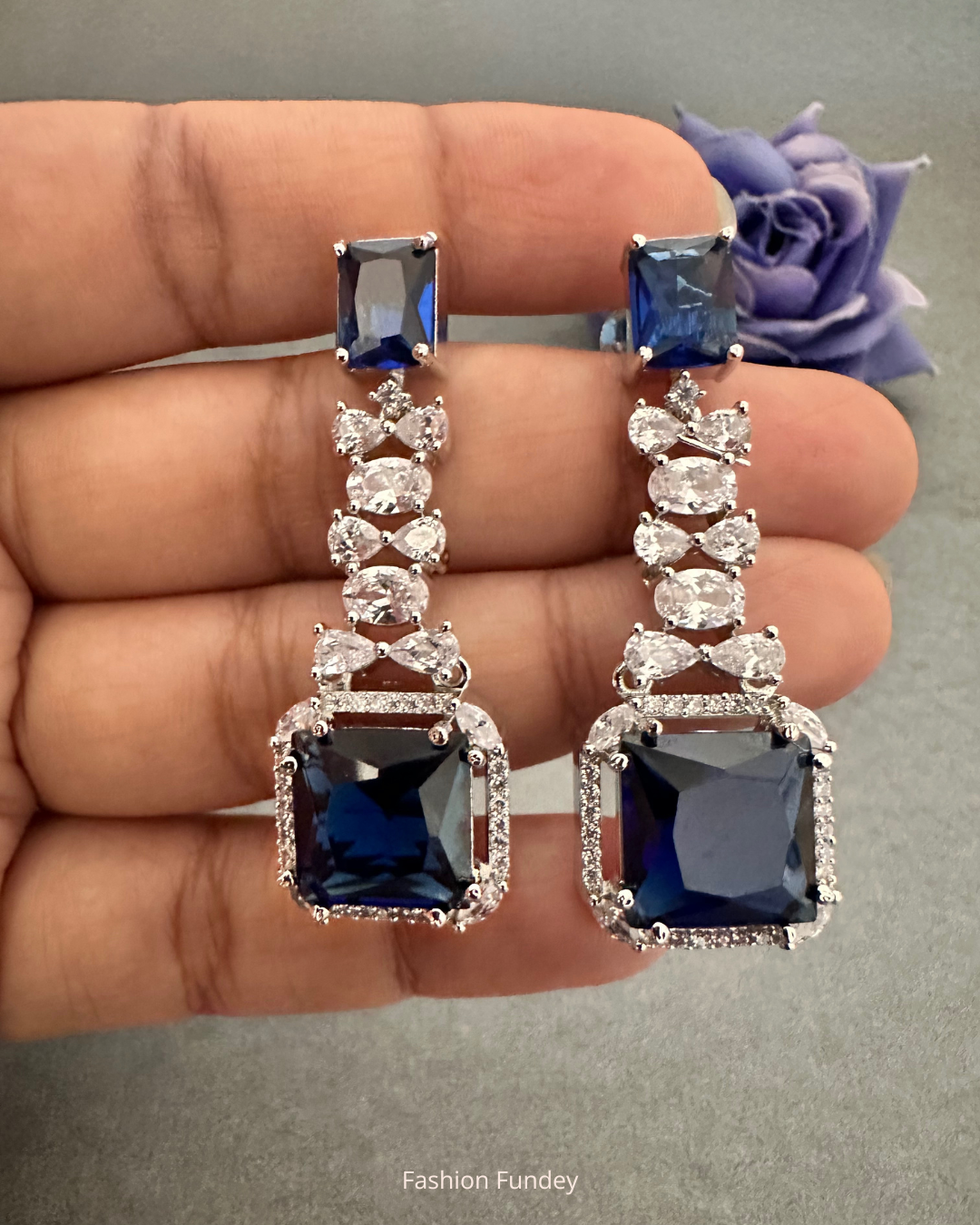 Sapphire Blue Sara Zirconia Danglers