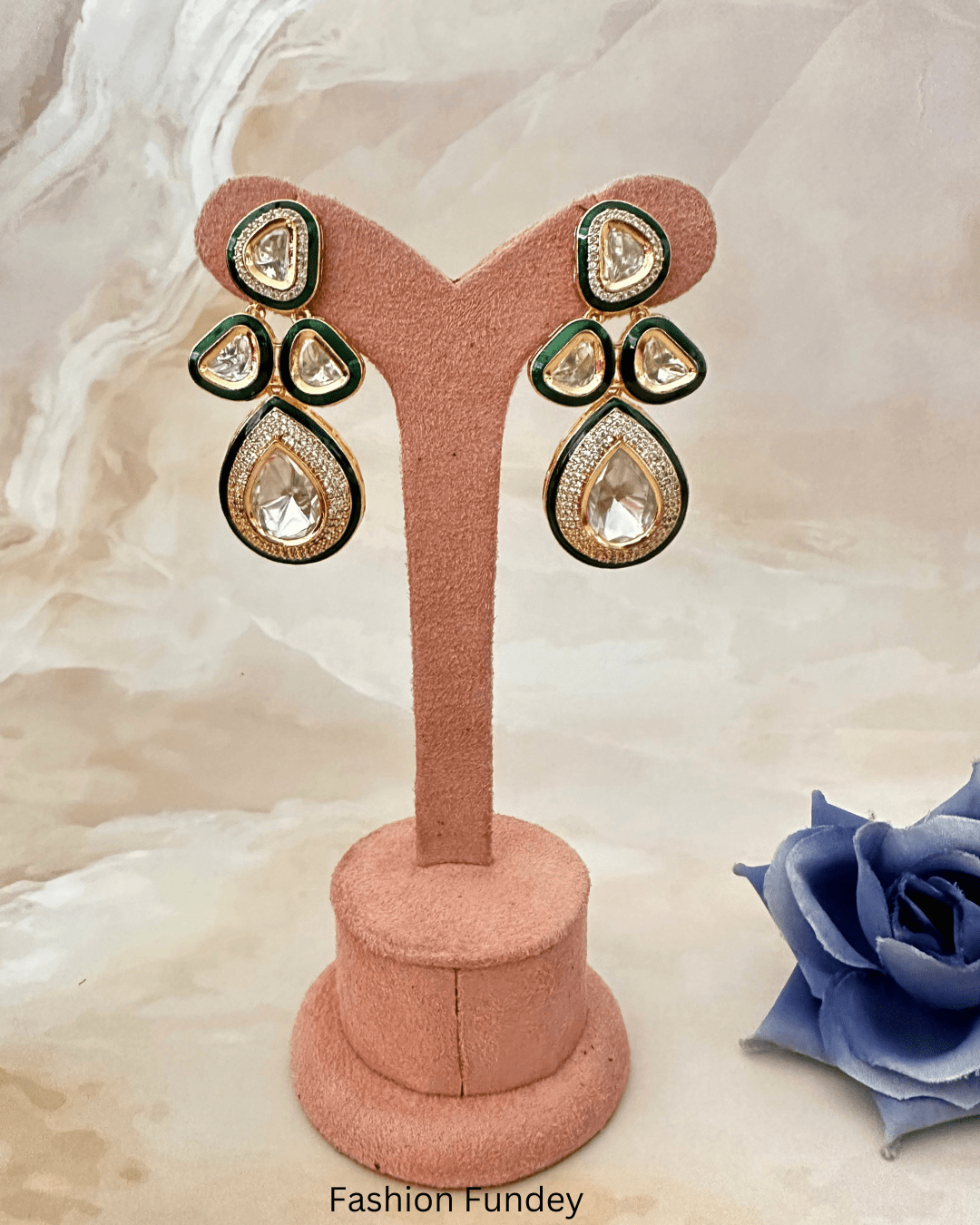 Mehboob Green Polki Earrings