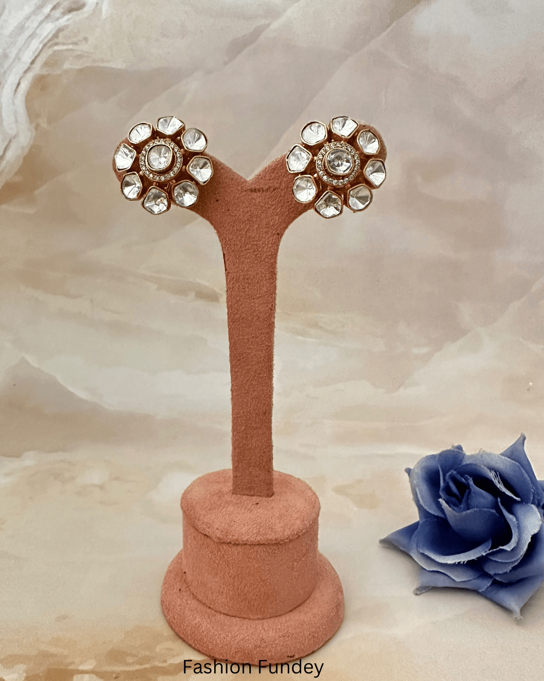 White Jharna Polki Studs
