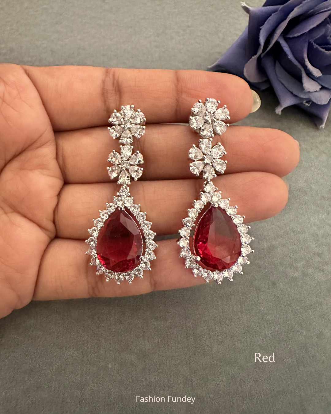 Red Rina Zirconia Danglers