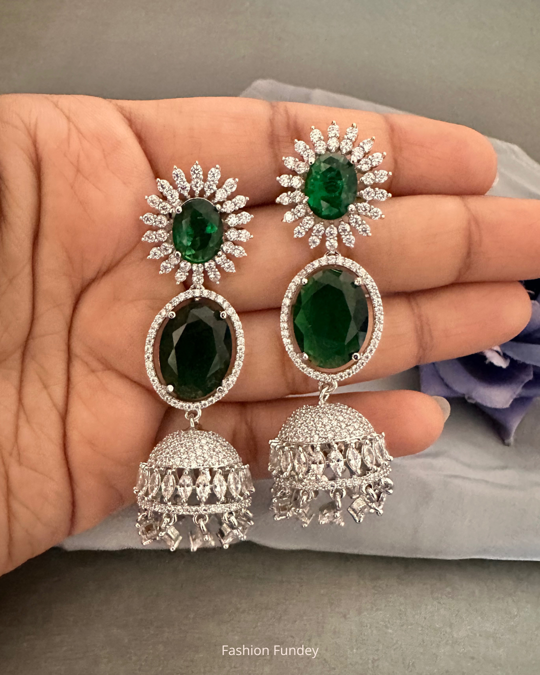 Green Elly Zirconia Jhumkis