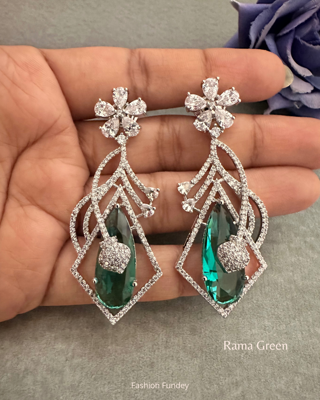 Rama Green Izzy Zirconia Danglers