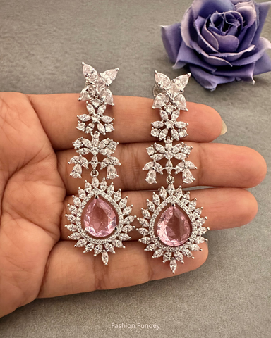 Pink Ivy Zirconia Danglers