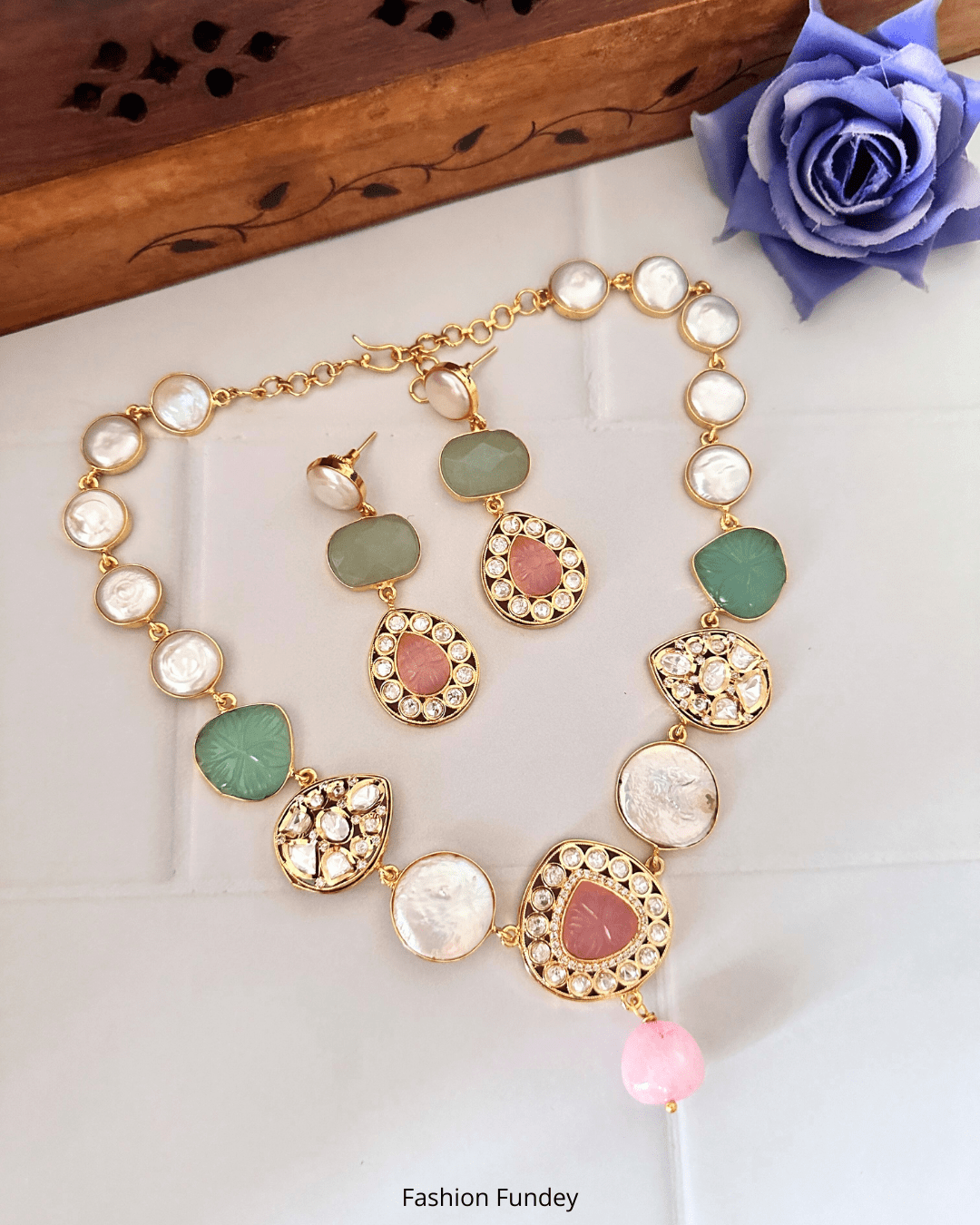 Pink Green Raabta Necklace