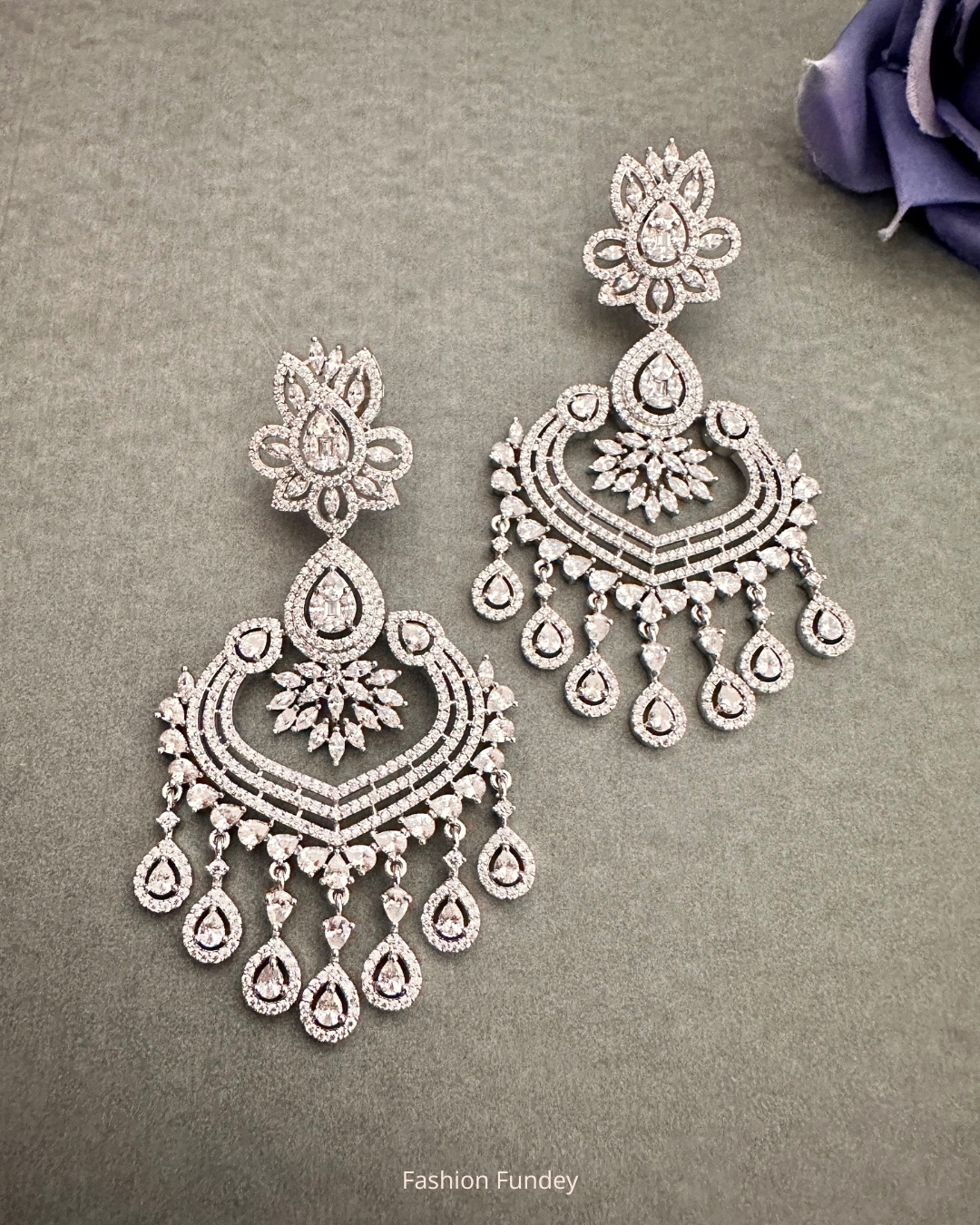 Silver Nora Zirconia Chandbalis
