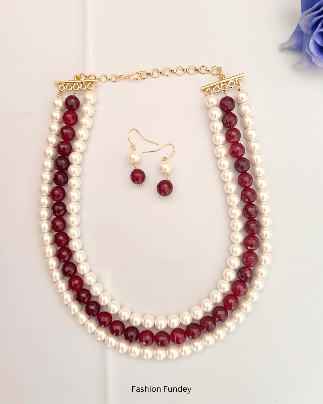 Maroon Lila Layered Mala