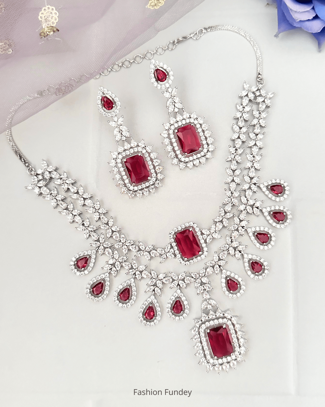 Red Sofia Zirconia Necklace