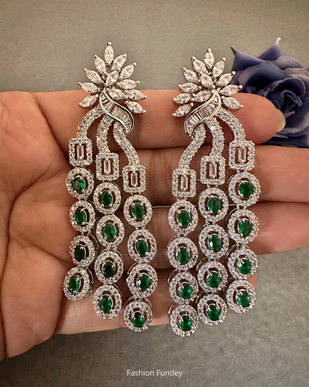Emerald Iris Zirconia Danglers