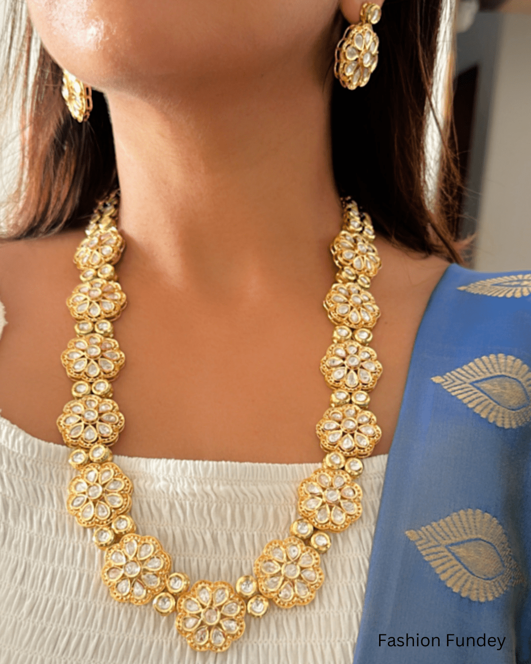 White Insa Kundan Rani Haar Necklace