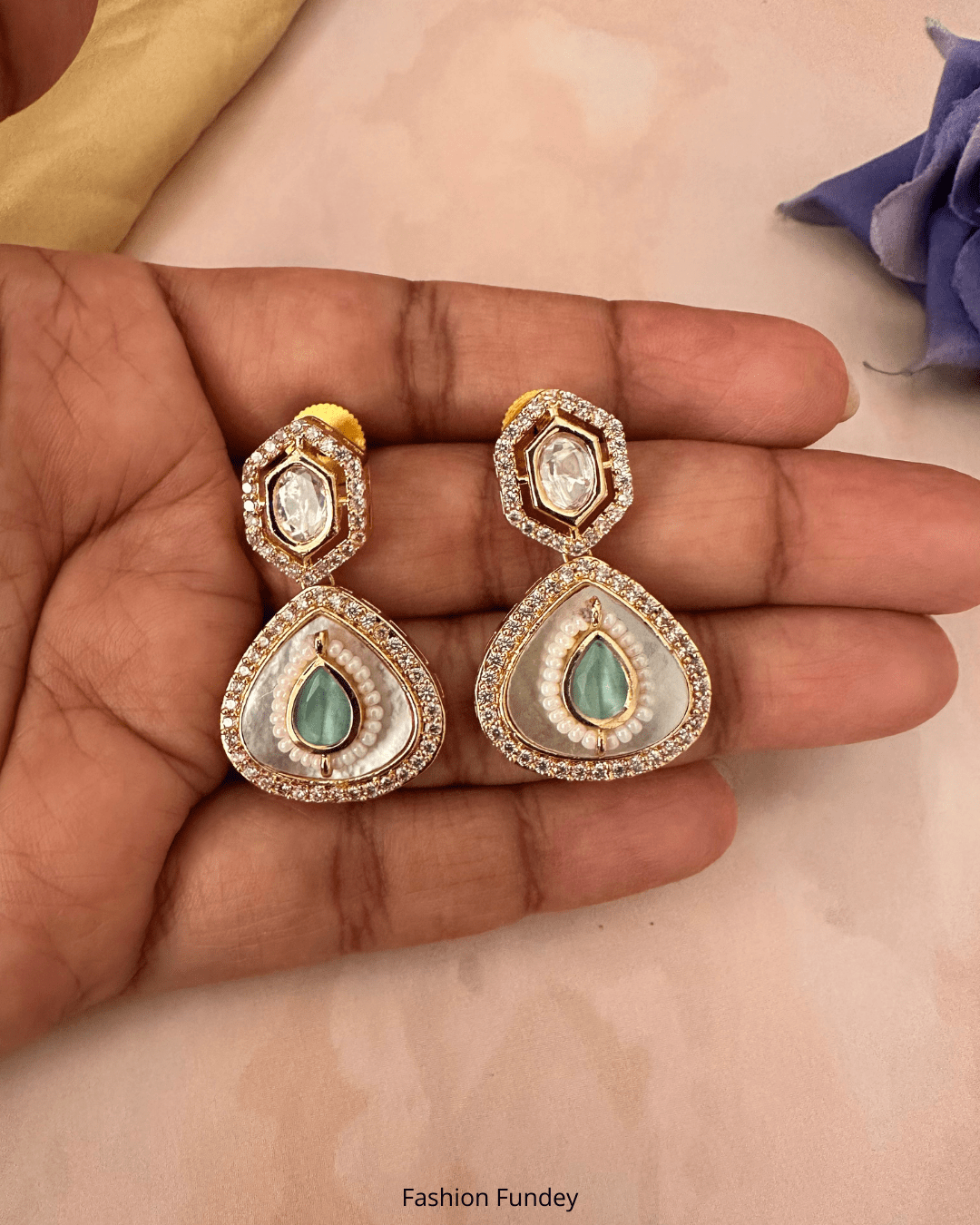 Mint Green Neya Pearl Earrings