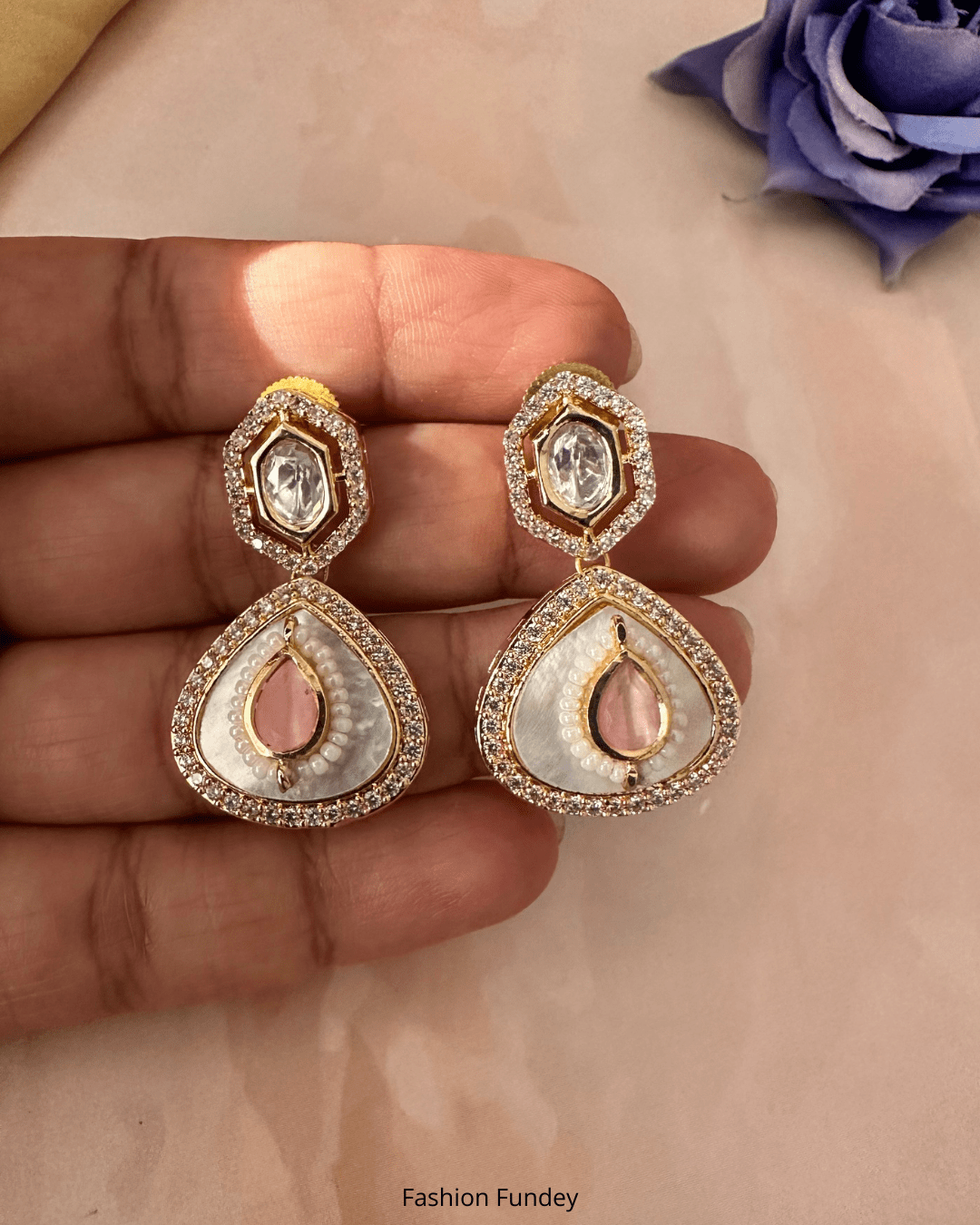 Pink Neya Pearl Earrings