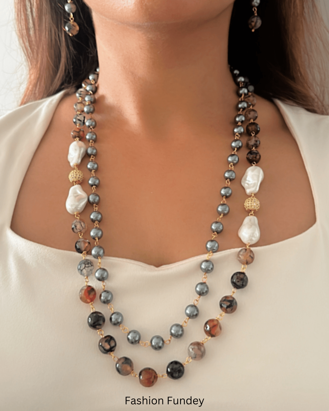 Grey-Brown Charvi Layered Mala