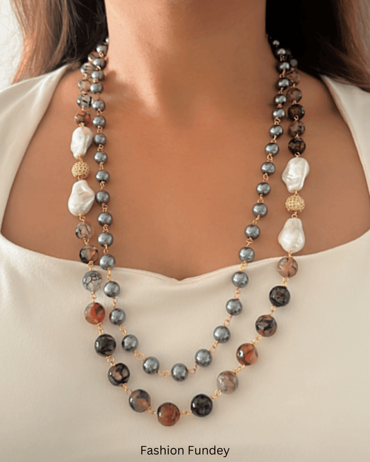 Grey-Brown Charvi Layered Mala