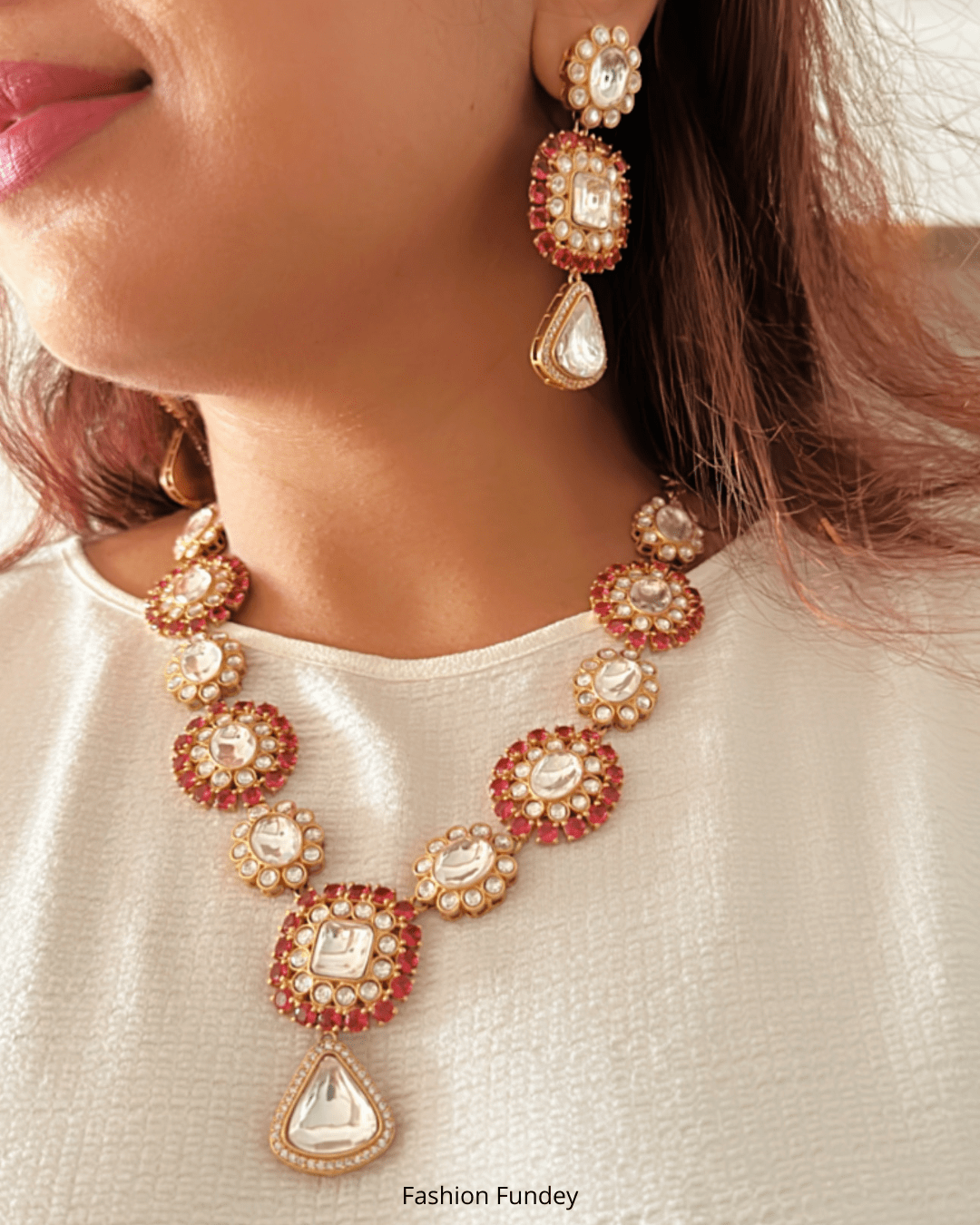 Red Aaira Polki Necklace