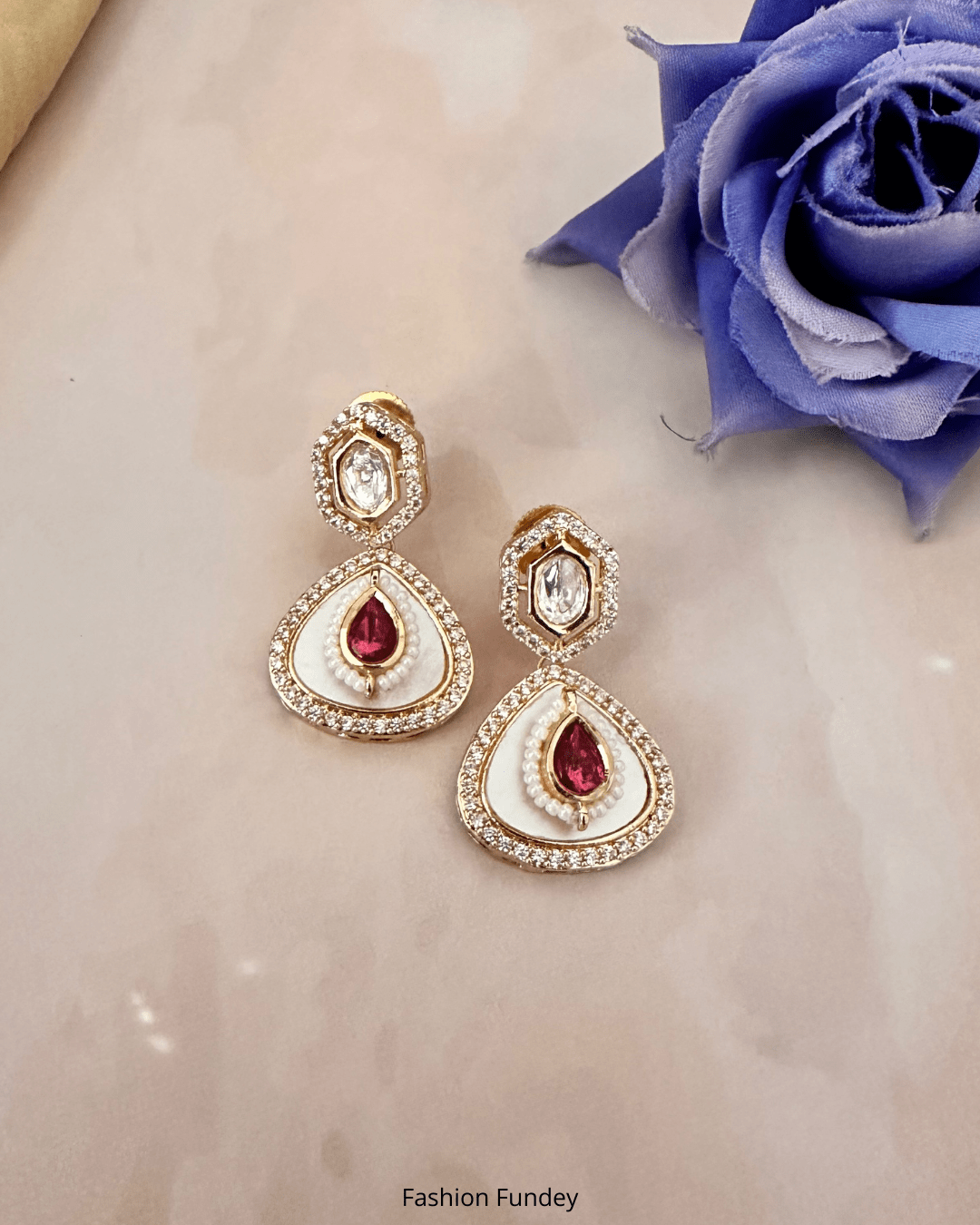 Red Neya Pearl Earrings