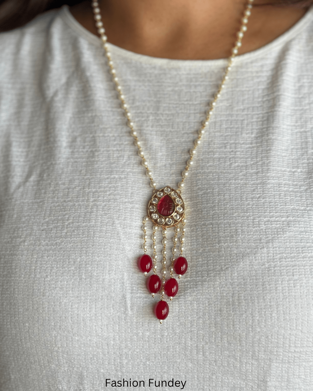Red Kundan Japanese Mala