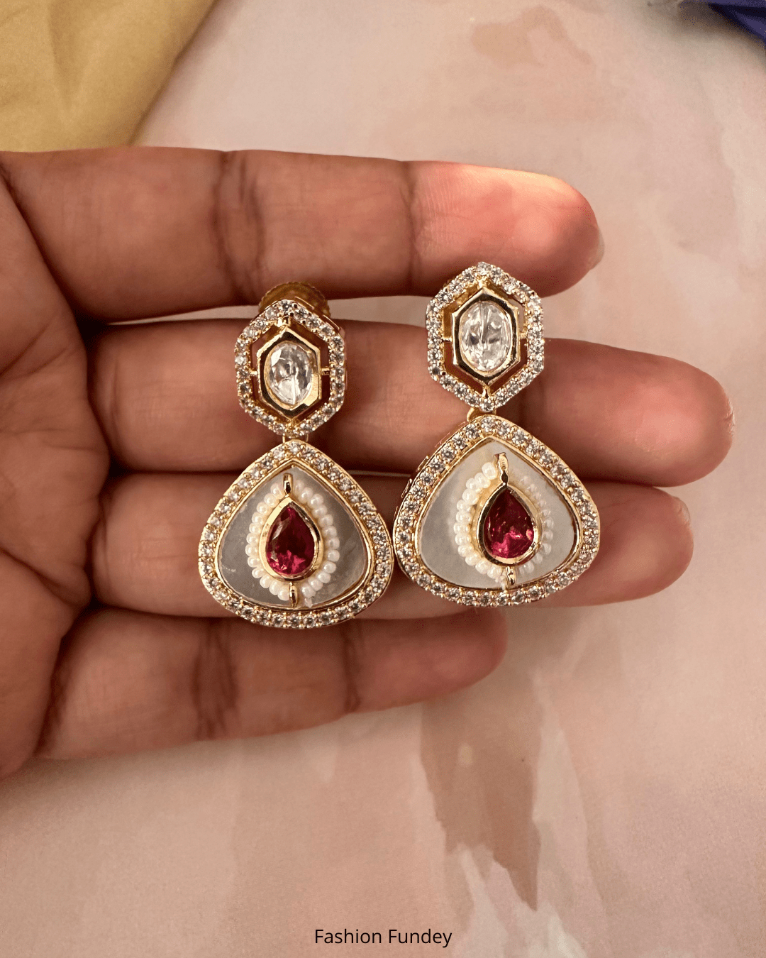 Red Neya Pearl Earrings