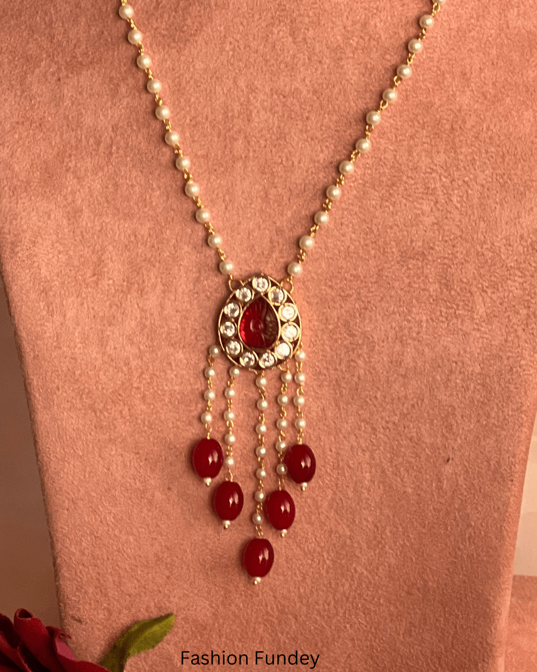 Red Kundan Japanese Mala