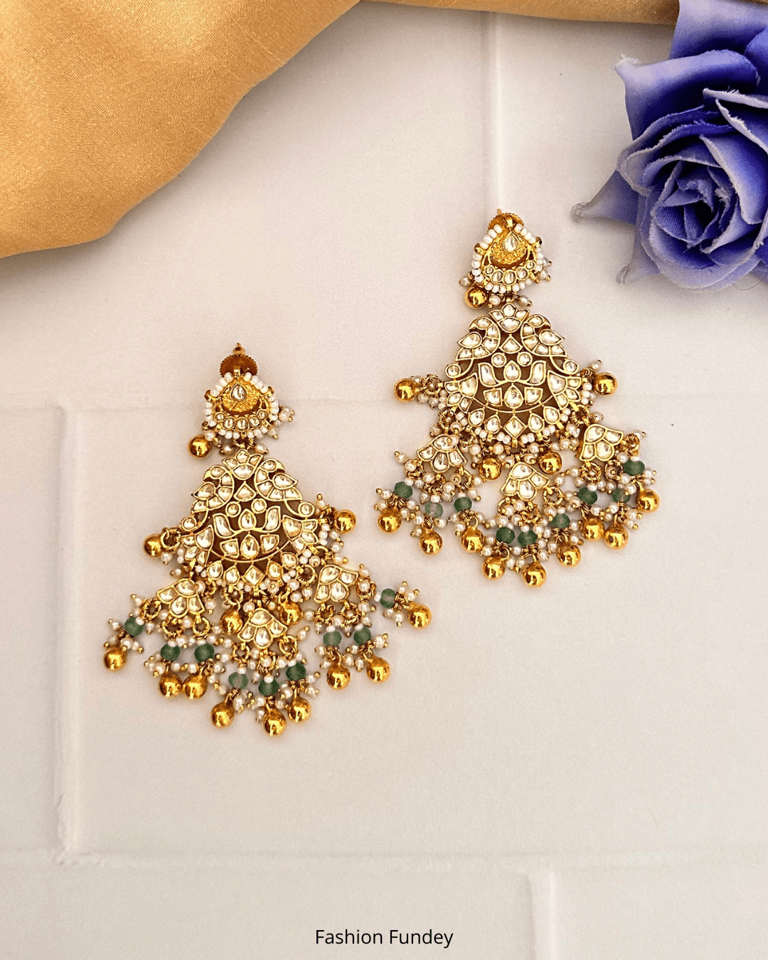 White Suhana Panchi Kundan Chandbalis