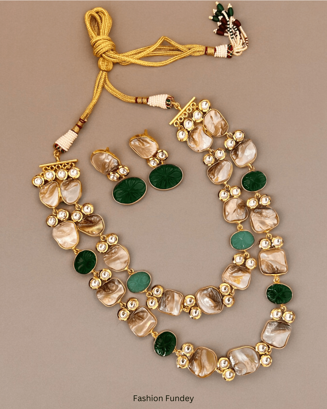 Green Hoor Layered Pearl Necklace
