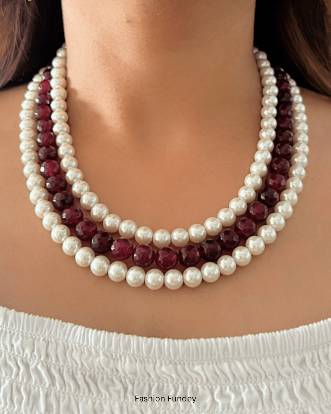 Maroon Lila Layered Mala