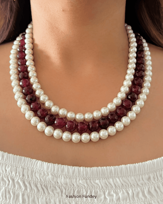 Maroon Lila Layered Mala