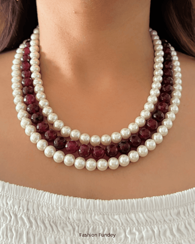 Maroon Lila Layered Mala