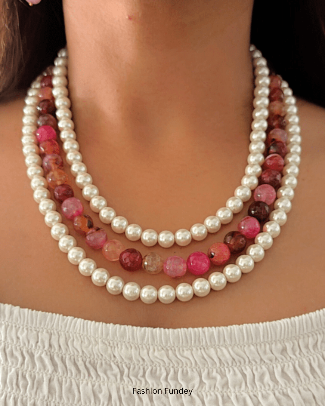 Pink Orange Lila Layered Mala