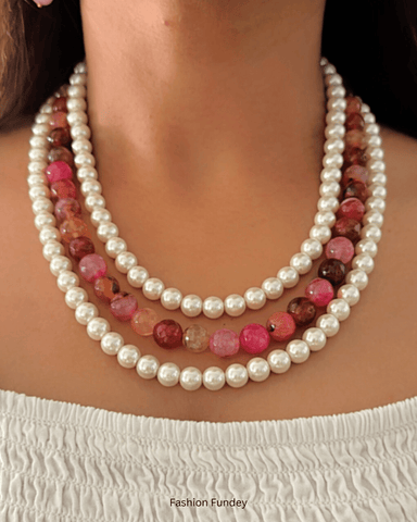Pink Orange Lila Layered Mala