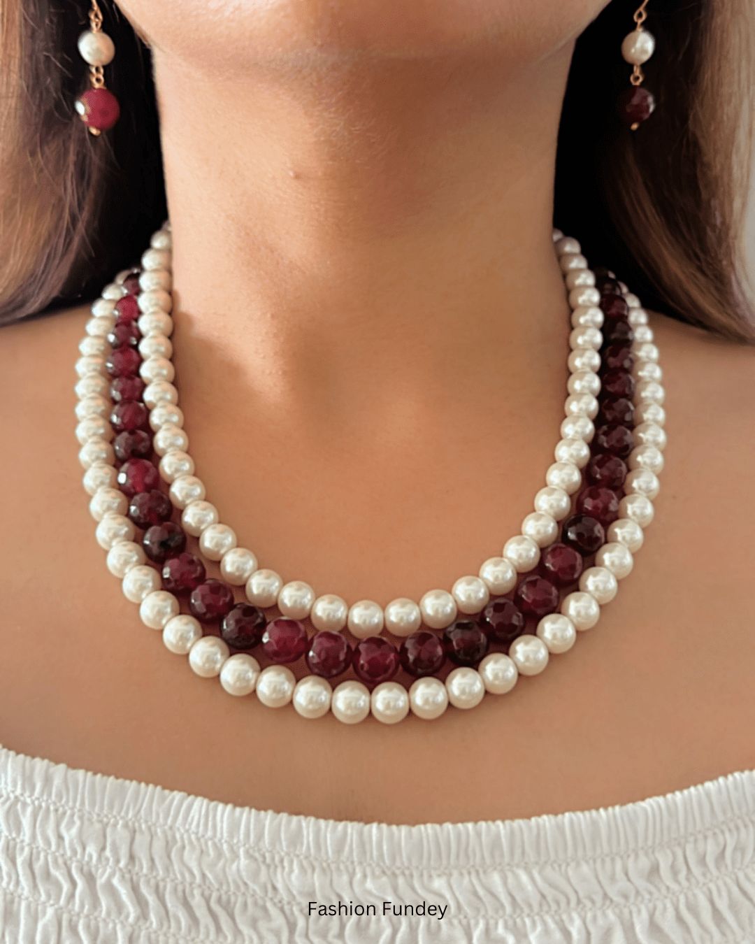 Maroon Lila Layered Mala