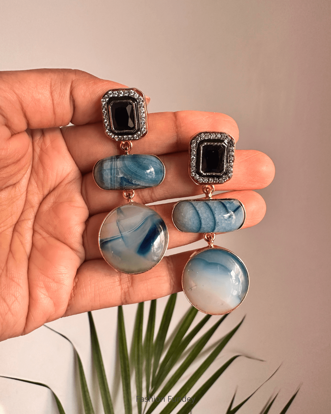 Blue Safa Dangler Earrings
