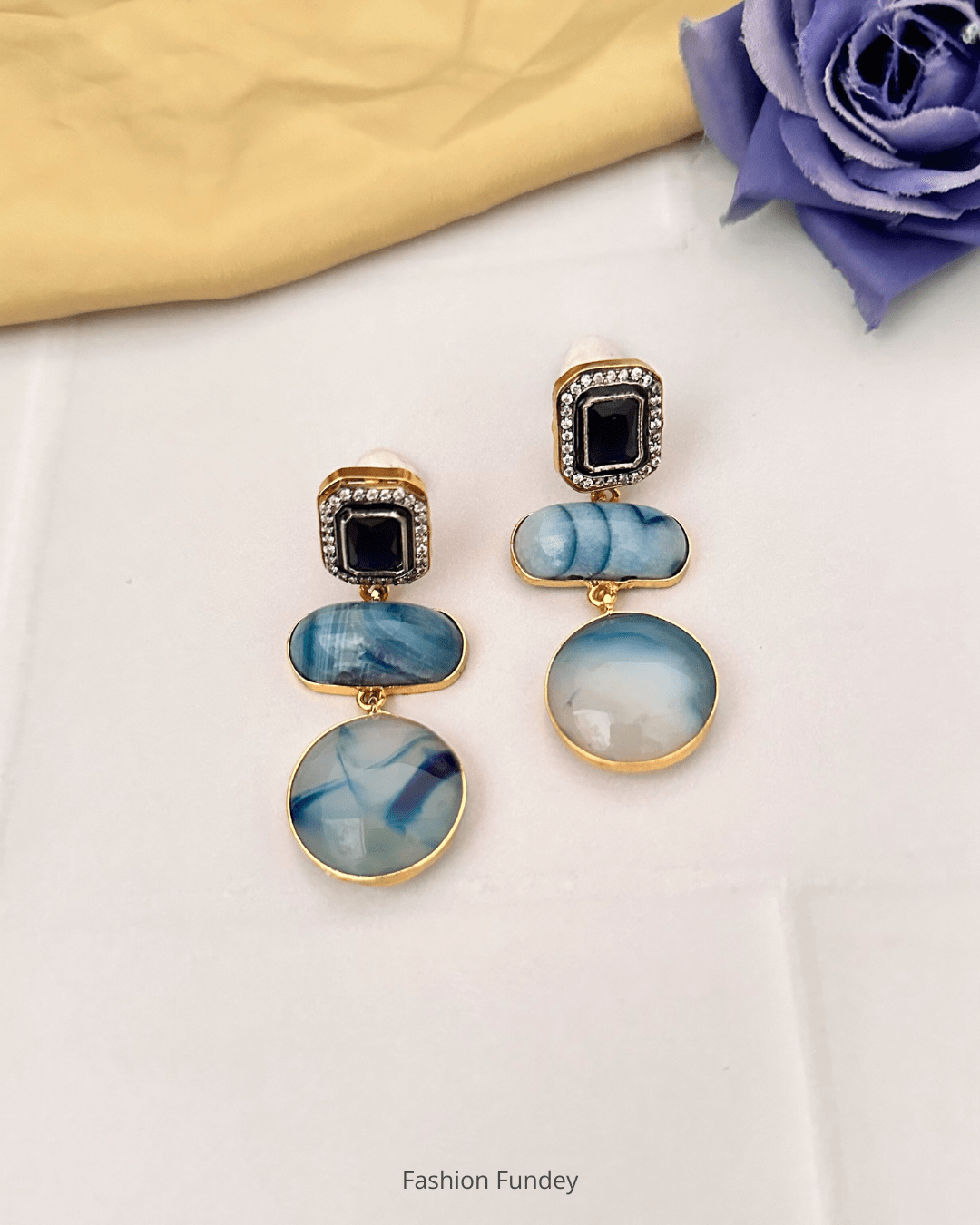Blue Safa Dangler Earrings