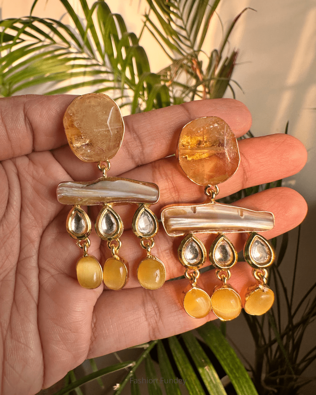 Mustard Yellow Azzah Dangler Earrings
