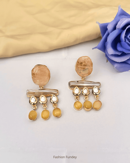 Mustard Yellow Azzah Dangler Earrings