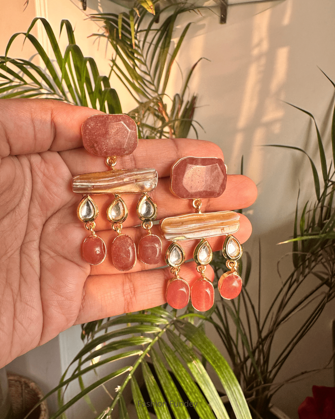 Peach Azzah Dangler Earrings