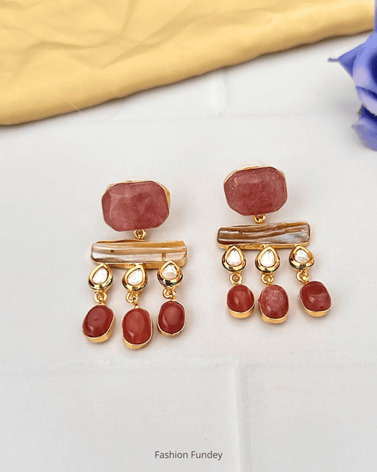 Peach Azzah Dangler Earrings