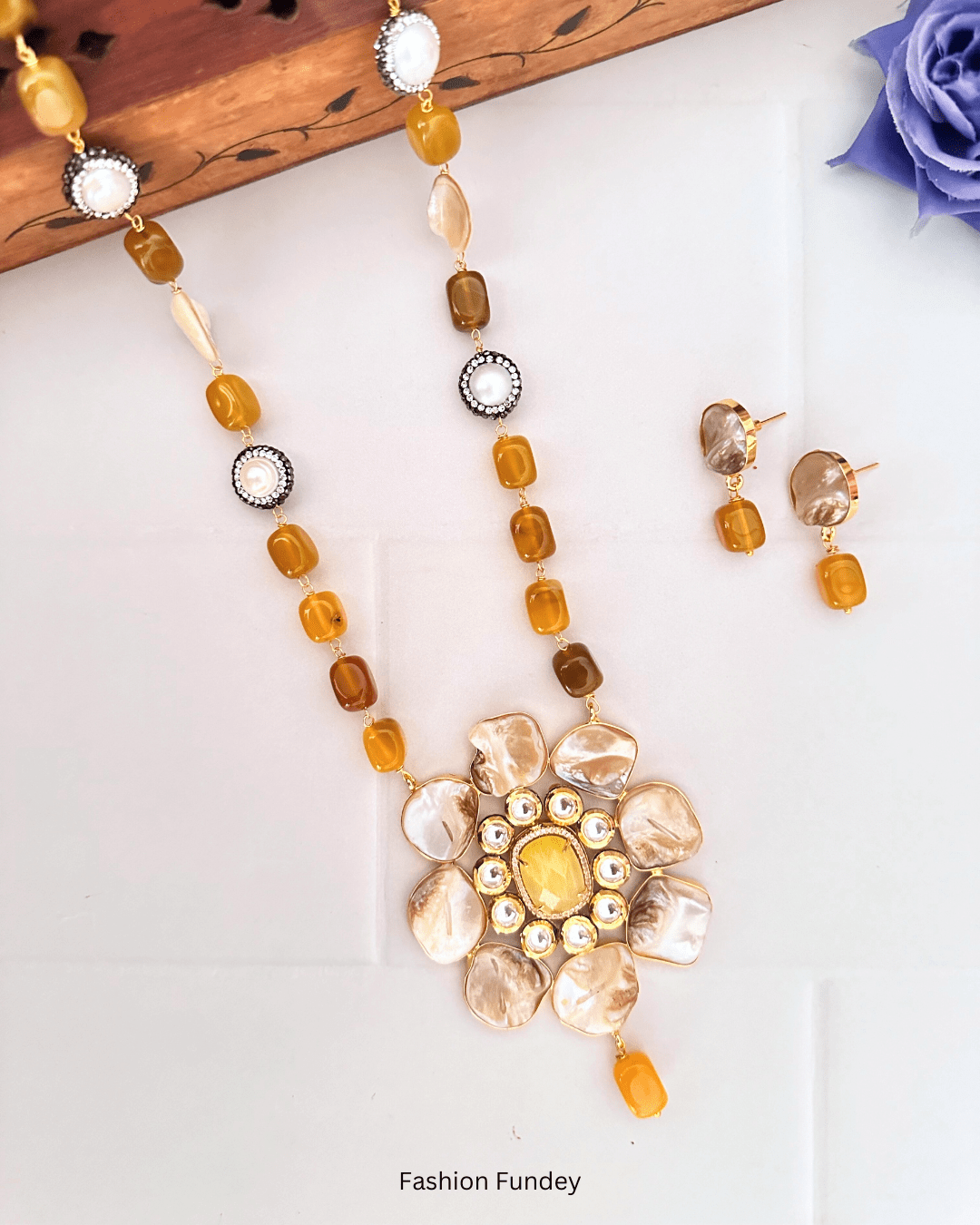 Yellow Mustard Maanvi Pearl Pendant