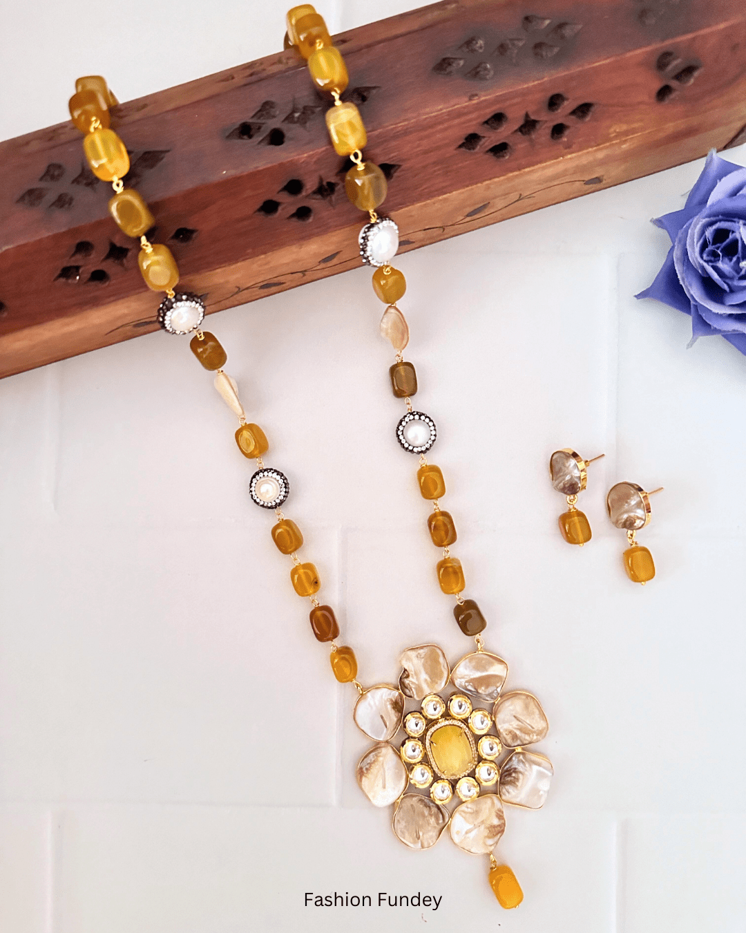 Yellow Mustard Maanvi Pearl Pendant