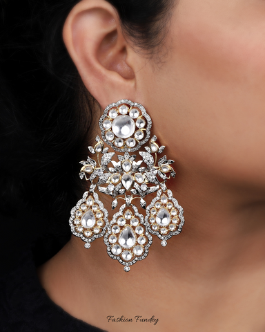 Golden Silver Devanshi Antique Earrings