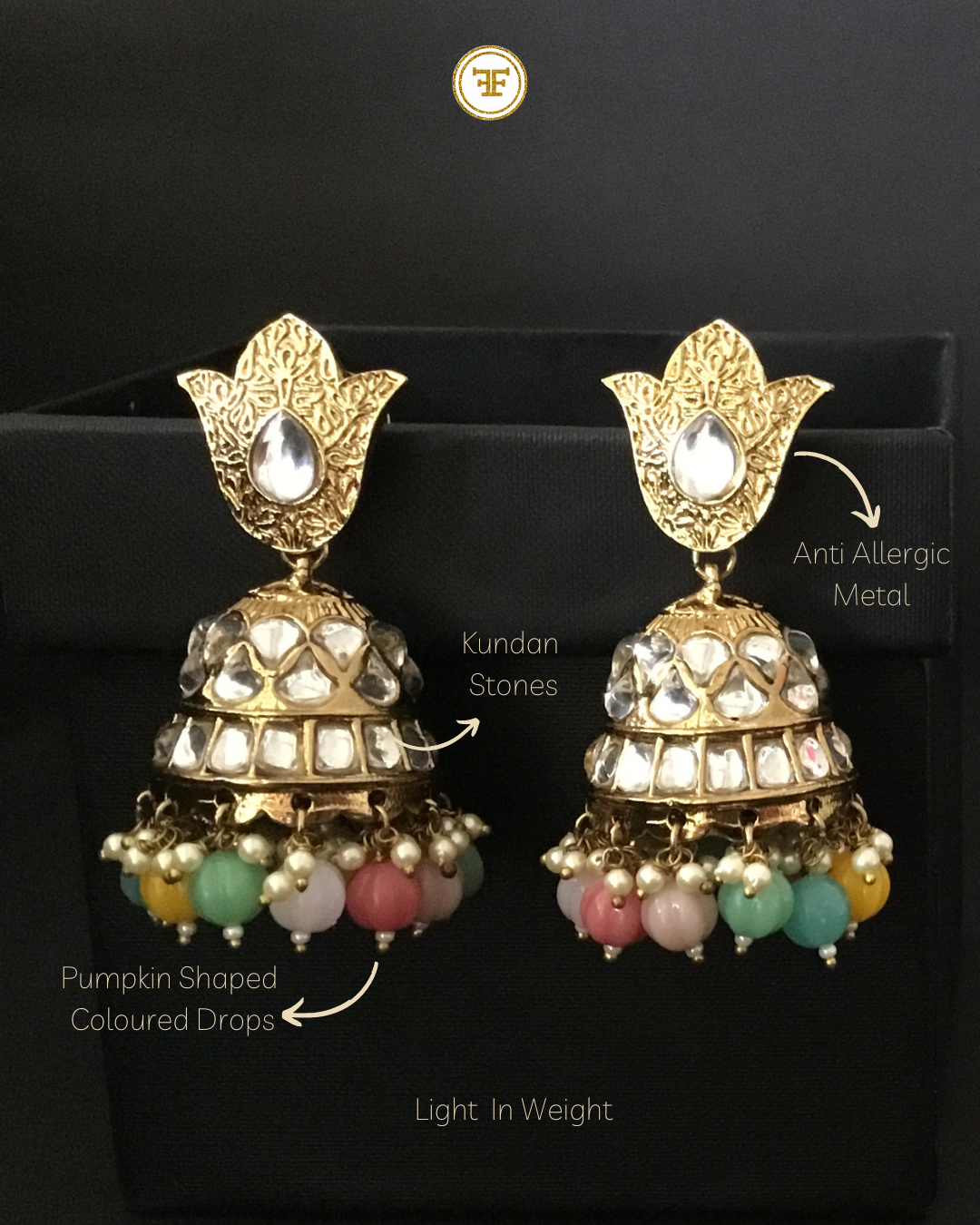 Multi-Coloured Trishika Jhumkis