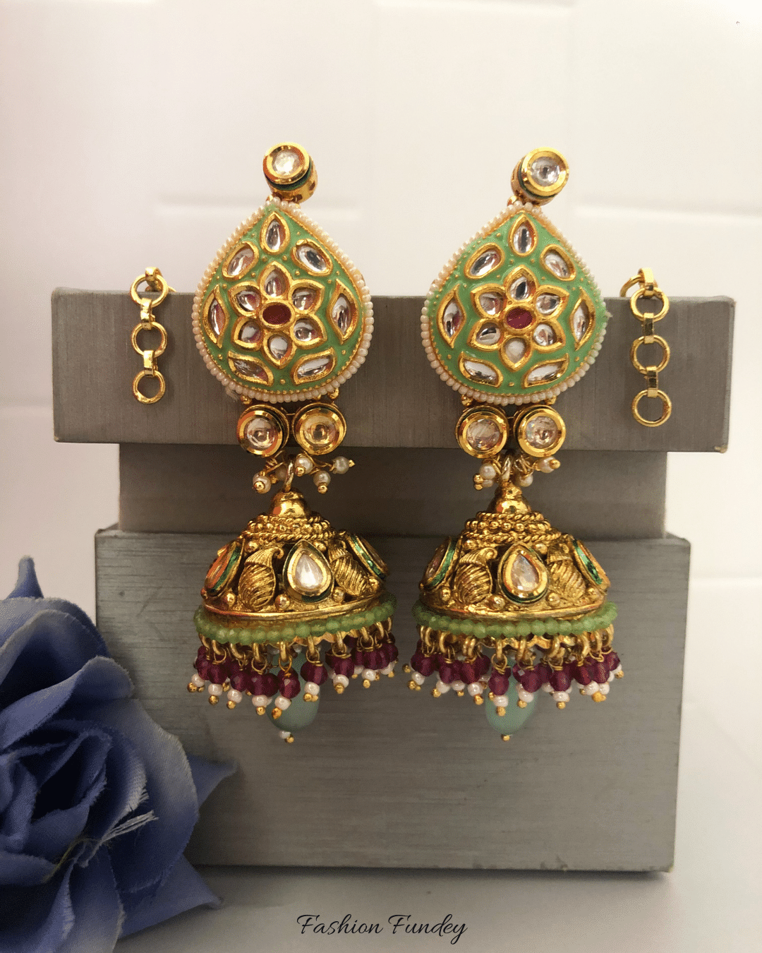 Green Gargi Jhumkis